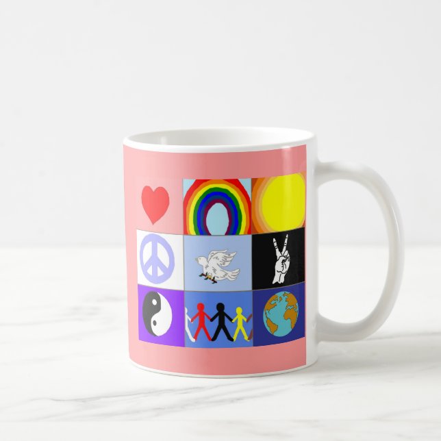 De Café caneca do peaceloveunity - rosa (Direita)