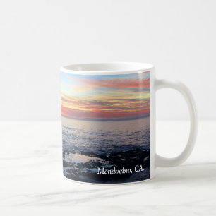 De Café Caneca do por do sol do oceano, Mendocino, CA