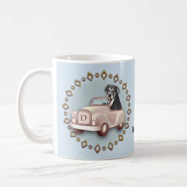 De Café Caneca do Rottweiler Dirigindo Carro (Esquerda)