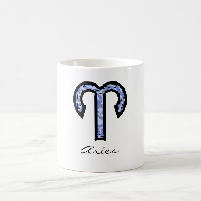 De Café Caneca do símbolo do Aries (estilo 1_blue) (Centro)