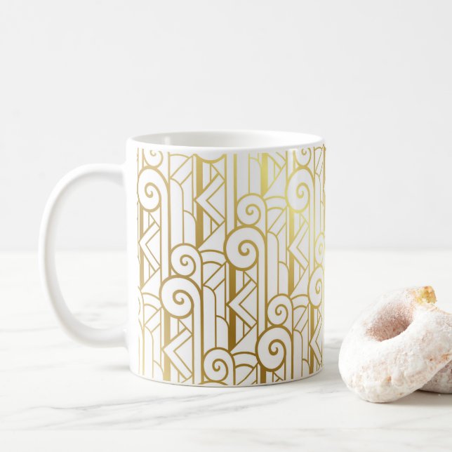 De Café Caneca do teste padrão do art deco (Com Donut)