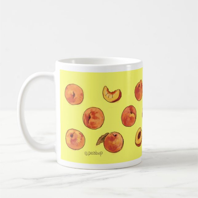 De Café Caneca do teste padrão do pêssego - amarelo (Esquerda)