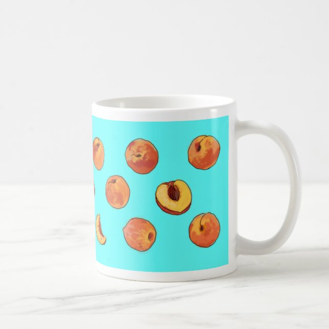 De Café Caneca do teste padrão do pêssego - turquesa (Direita)
