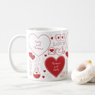 De Café Caneca do teste padrão dos namorados - vermelho n