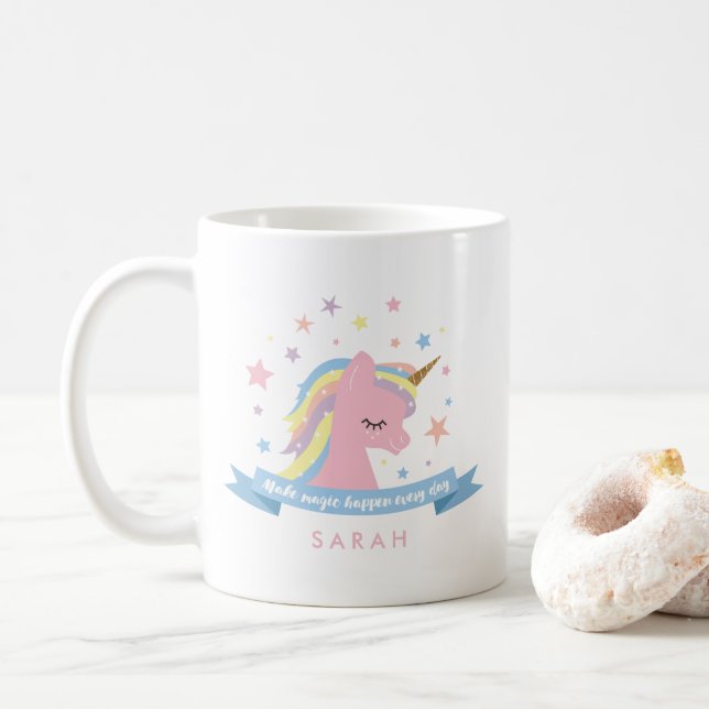De Café Caneca do unicórnio - "faça a mágica acontecer (Com Donut)
