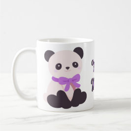 De Café Caneca do Urso Panda Sentado Kawaii com Laço Roxo