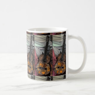 De Café Caneca do vitral da guitarra