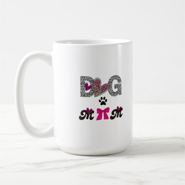 De Café Caneca Dog Mom Leopard Heart - Presente para Mãe A (Esquerda)