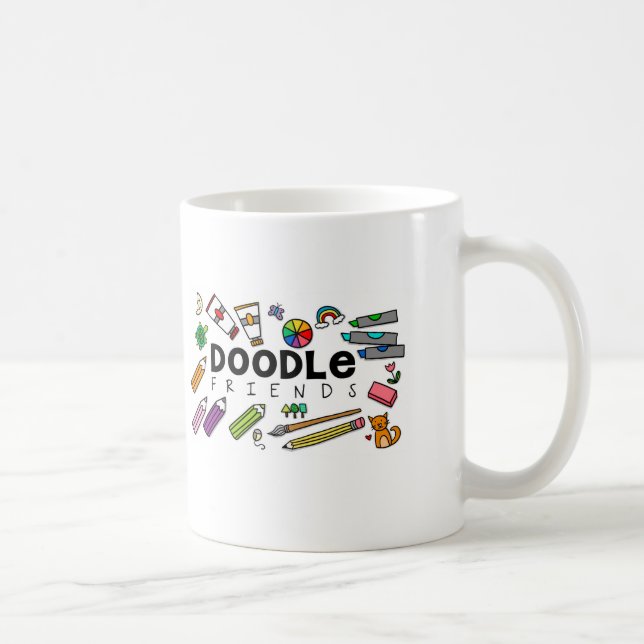 De Café Caneca dos amigos do Doodle (com Doodles) (Direita)