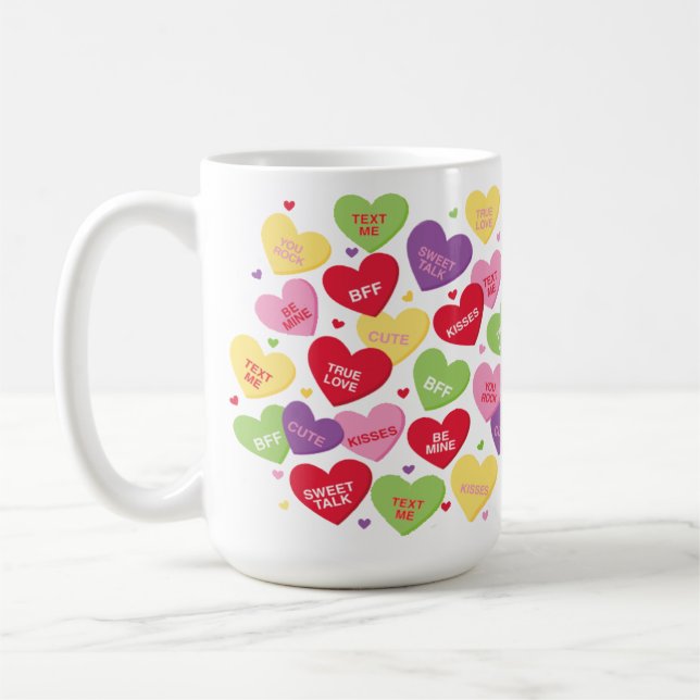 De Café Caneca dos corações da conversação do dia dos (Esquerda)