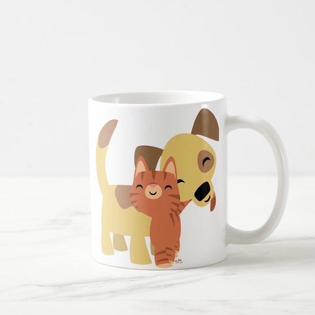 De Café Caneca dos desenhos animados do gatinho & do Doggy (Direita)
