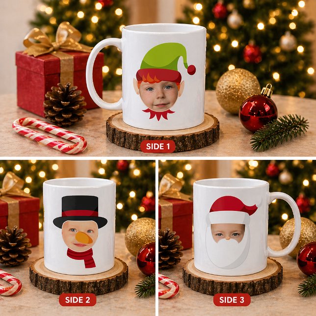 De Café Caneca Duende e Papai Noel Caras Engraçadas (Funny Faces)