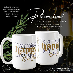 De Café Caneca Empilhada Feliz Ano Novo Ouro Personalizada