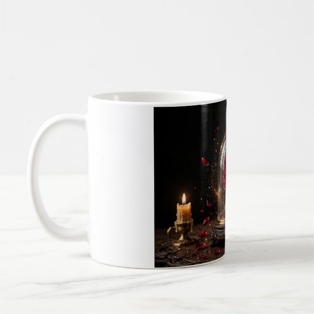 De Café Caneca Enfeitiçada com Rosa sob Dome (Esquerda)
