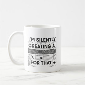 De Café Caneca engraçada criando uma planilha silenciosame