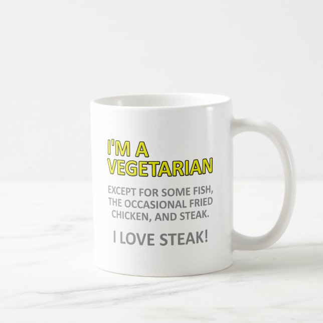 De Café Caneca Engraçada Não Sou Realmente Vegetariano (Direita)