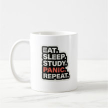 Caneca Engraçada para Estudante Comer Dormir Estud