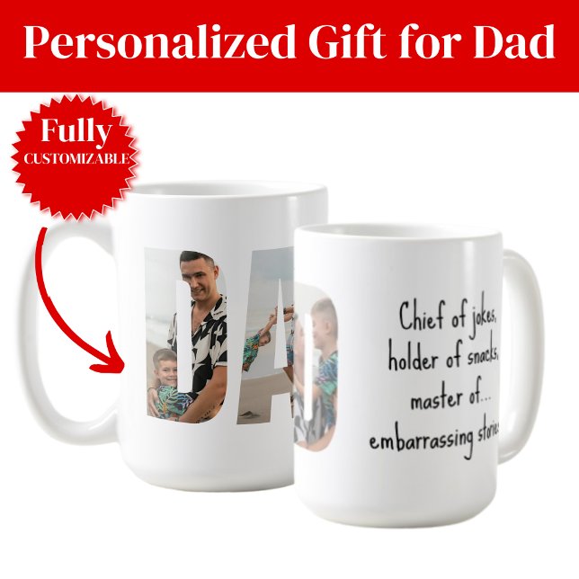 De Café Caneca Engraçada para Pai – Chefe das Piadas & Mes (Funny Dad Mug – Chief of Jokes & Master of Snacks)