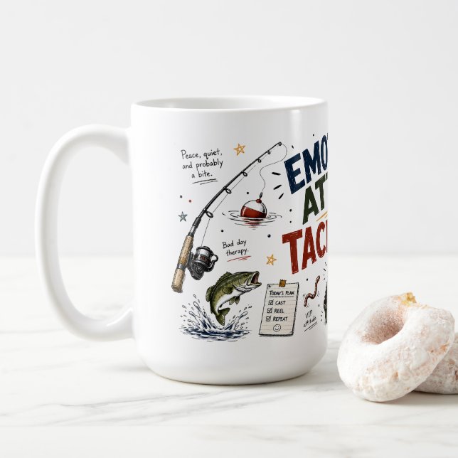 De Café Caneca Engraçada para Pai Pescador | Humor da Caix (Com Donut)