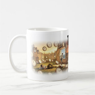 De Café Caneca Entre Relógios e um Horizonte Ardente