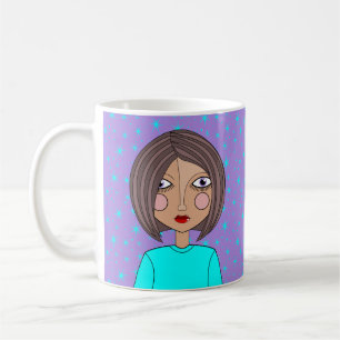 De Café Caneca Estilizada Rosto Bonito