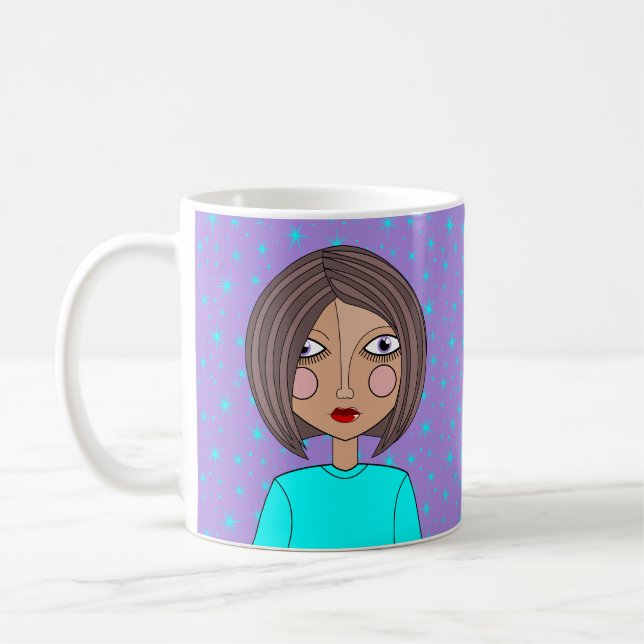 De Café Caneca Estilizada Rosto Bonito (Esquerda)