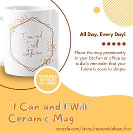 De Café Caneca "Eu Posso e Vou" em Dourado e Rosa