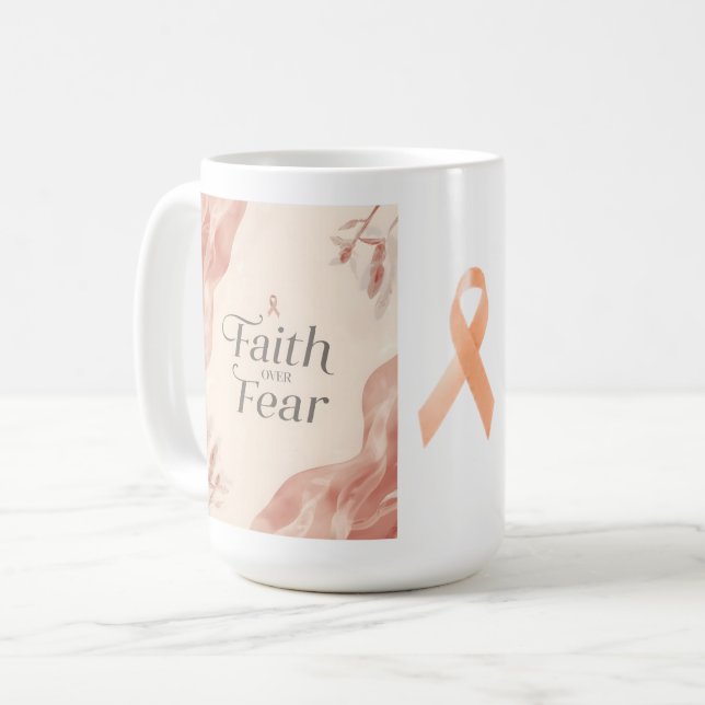 De Café Caneca Fé Sobre o Medo – Presente Cristão Inspirad (Frente Esquerda)