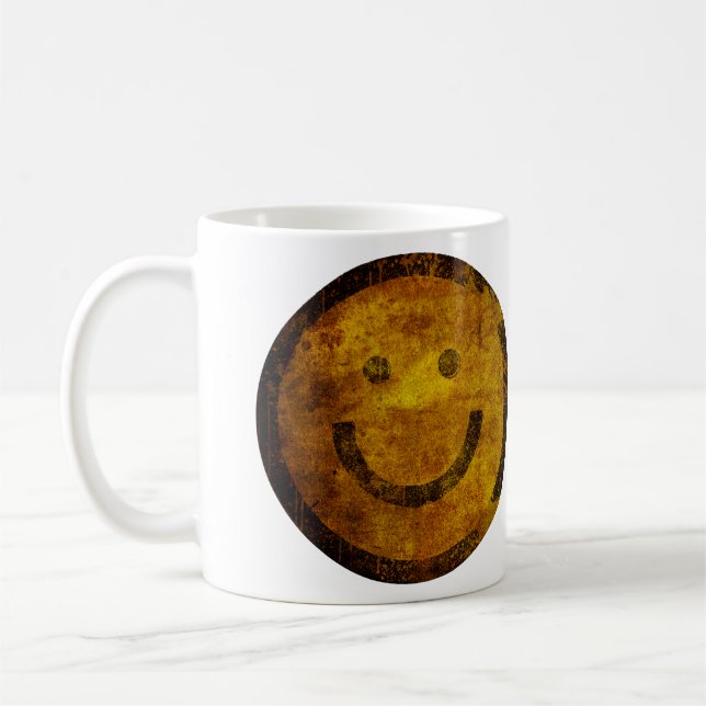 De Café Caneca feliz afligida retro da cara (Esquerda)