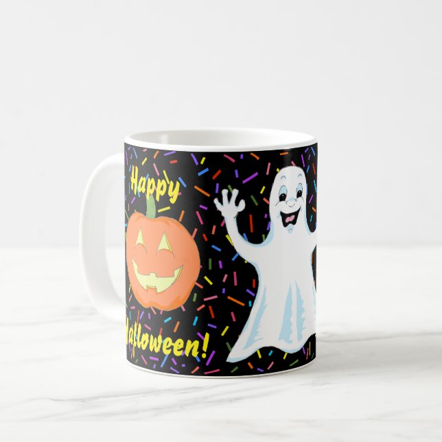 De Café Caneca Feliz Fantasma Halloween (Frente Esquerda)