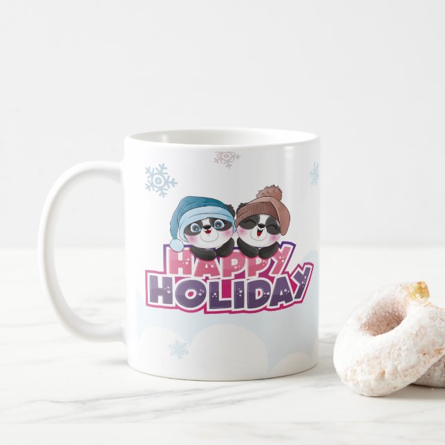 De Café Caneca Feliz Feriado Panda Fofa (Com Donut)