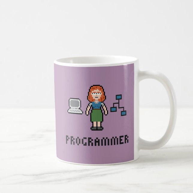 De Café Caneca fêmea do programador do pixel (Direita)