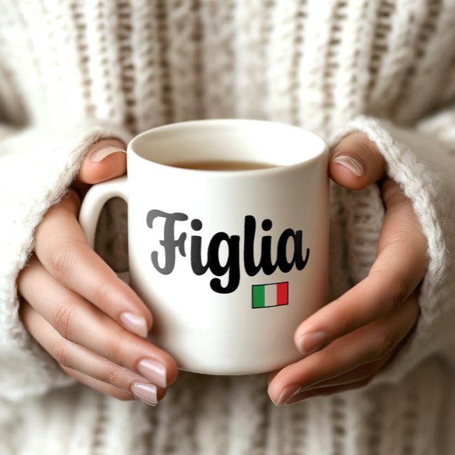 De Café Caneca Figlia Bandeira Italiana - Presente para Fi (Figlia Italian Flag Mug - Gift for Italian Daughter)