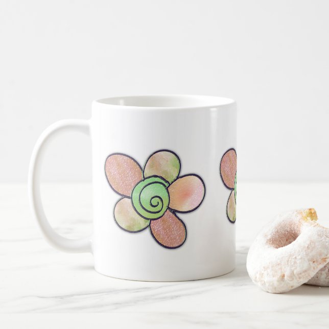 De Café Caneca Floral (Com Donut)