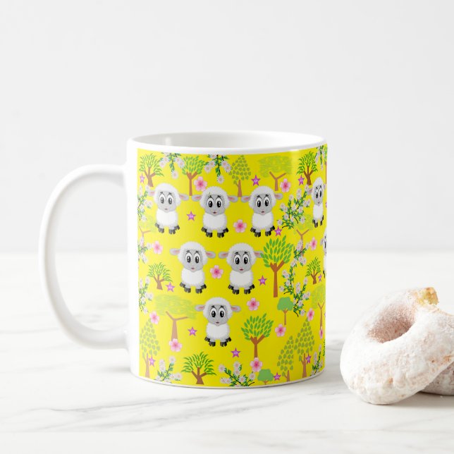 De Café Caneca Floral Amarela (Com Donut)