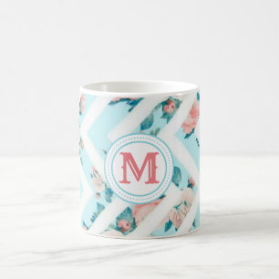 De Café Caneca floral azul do clássico do teste padrão d