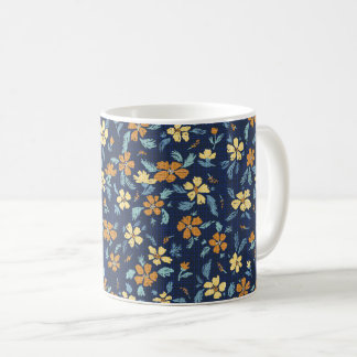 De Café Caneca floral azul e amarelo