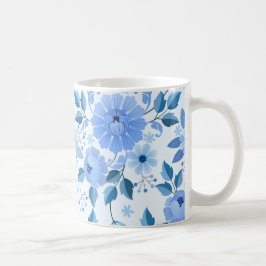 De Café Caneca Floral Azul Elegante