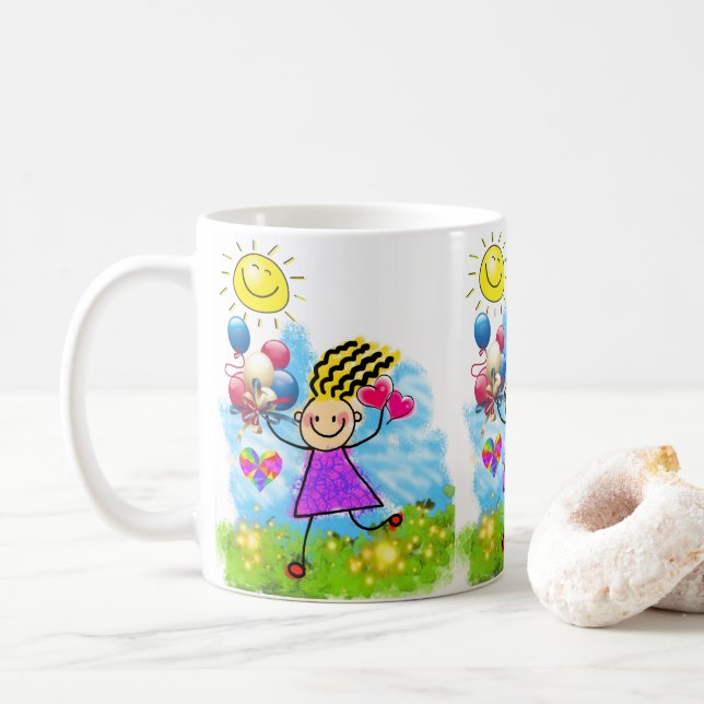 De Café Caneca Floral Balões do Sol (Com Donut)
