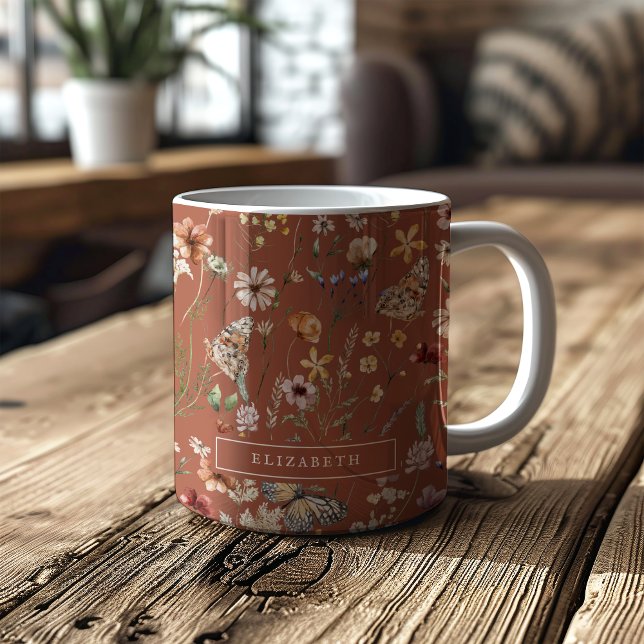 De Café Caneca Floral Boho (Boho Floral Mug
)