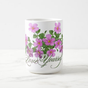 De Café Caneca Floral Botânica Roxa 'Amor Próprio'