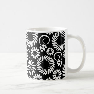De Café caneca floral branca e preta