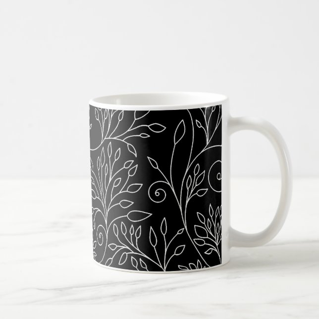 De Café Caneca floral branca e preta (Direita)