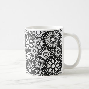 De Café caneca floral branca e preta