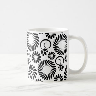 De Café caneca floral branca e preta