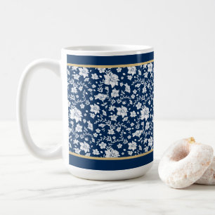 De Café Caneca Floral Branca Marinho