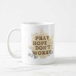 De Café Caneca Floral Católica 'Reze, Espero, Não se Preoc