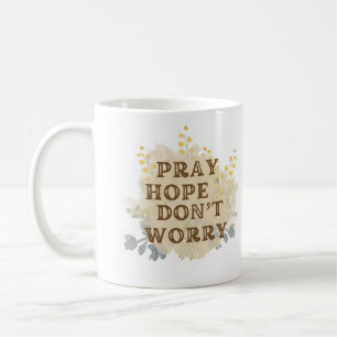 De Café Caneca Floral Católica 'Reze, Espero, Não se Preoc