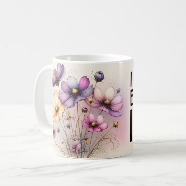 De Café Caneca Floral Citações Positivas (Frente Esquerda)
