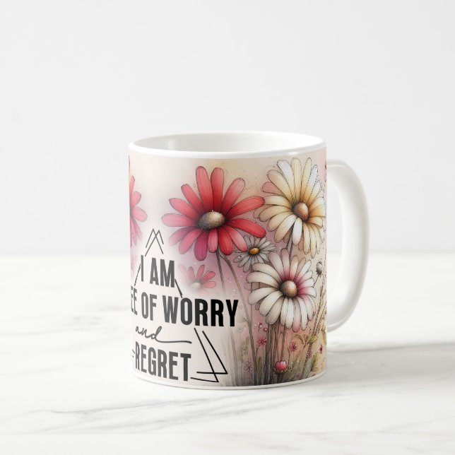 De Café Caneca Floral Citações Positivas (Frente Esquerda)